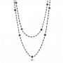 14k Rose Gold Rosary Black Diamond Necklace - Flat View -  100851 - Thumbnail