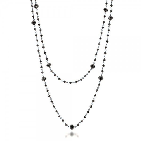  Platinum Platinum Rosary Black Diamond Necklace - Flat View -  100851