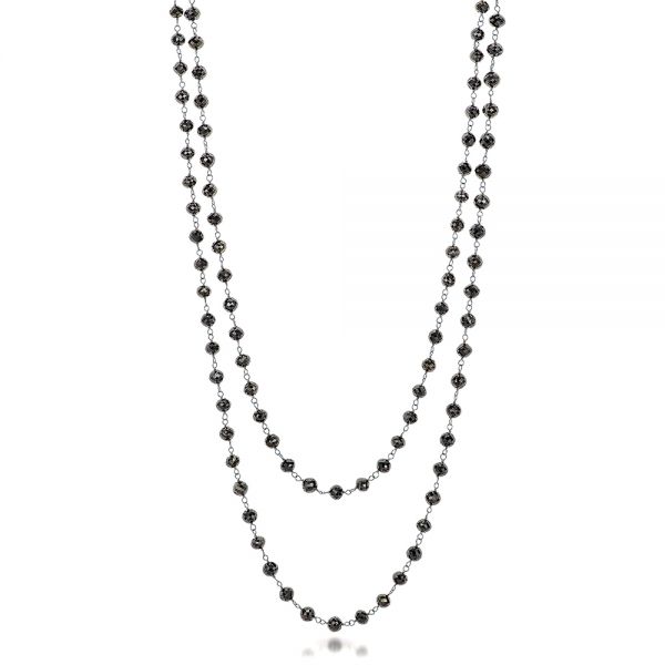  Platinum Platinum Rosary Black Diamond Necklace - Three-Quarter View -  100848