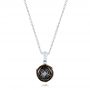 18k White Gold Rose Carved Tahitian Pearl And Diamond Pendant