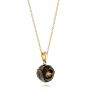 18k Yellow Gold 18k Yellow Gold Rose Carved Tahitian Pearl And Diamond Pendant - Flat View -  103251 - Thumbnail