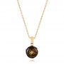 14k Yellow Gold Rose Carved Tahitian Pearl And Diamond Pendant - Three-Quarter View -  103251 - Thumbnail