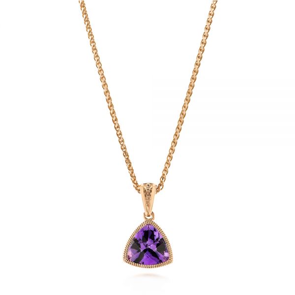 18k Rose Gold 18k Rose Gold Amethyst Pendant - Three-Quarter View -  103732