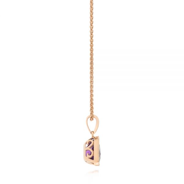 14k Rose Gold 14k Rose Gold Amethyst Pendant - Side View -  103732