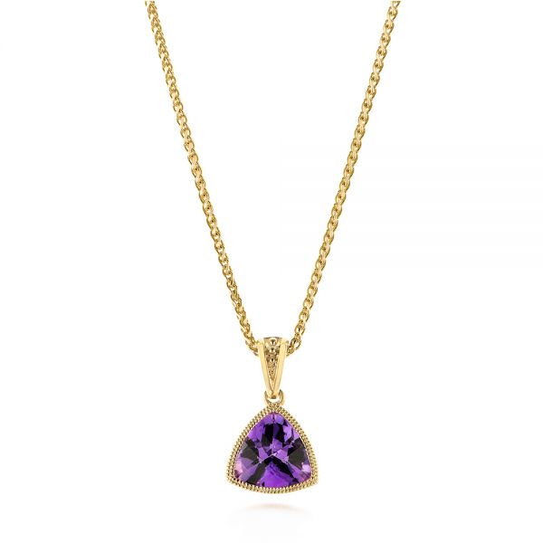 18k Yellow Gold 18k Yellow Gold Amethyst Pendant - Three-Quarter View -  103732