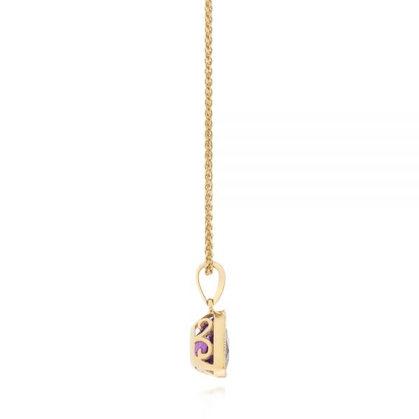 18k Yellow Gold 18k Yellow Gold Amethyst Pendant - Side View -  103732