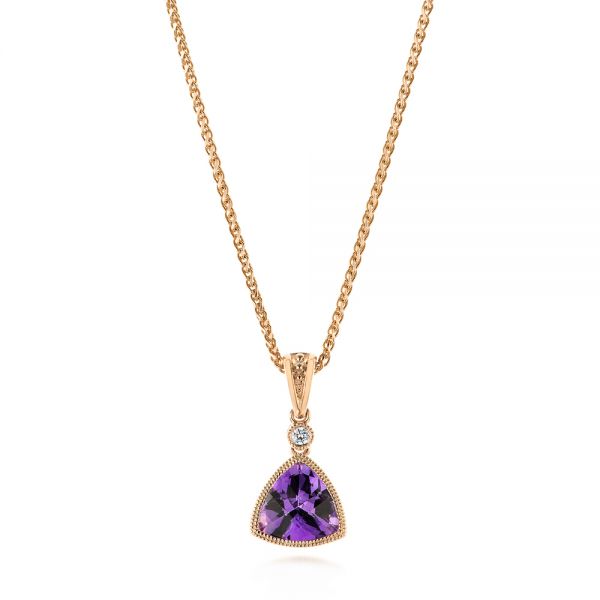 Rose Gold Amethyst and Diamond Pendant - Image