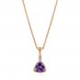 14k Rose Gold 14k Rose Gold Amethyst And Diamond Pendant - Three-Quarter View -  103733 - Thumbnail