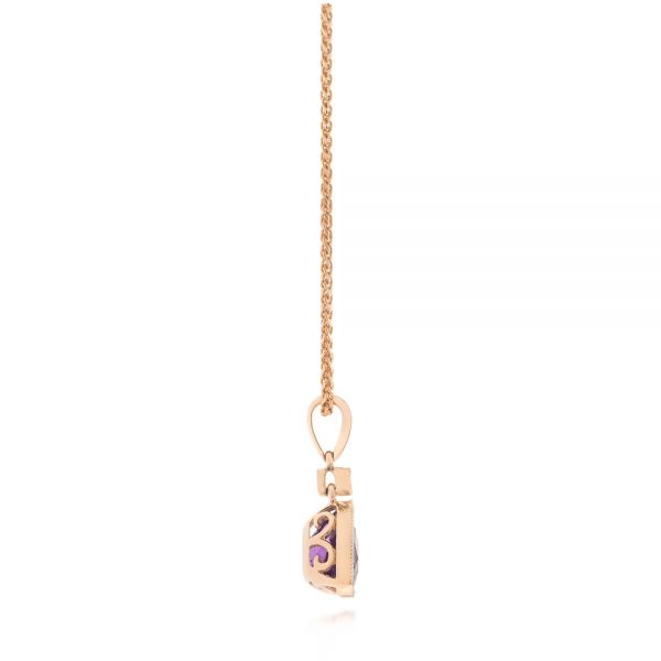 14k Rose Gold 14k Rose Gold Amethyst And Diamond Pendant - Side View -  103733