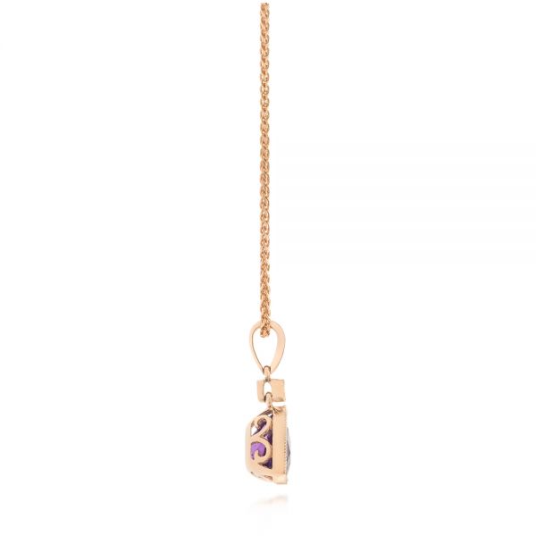 14k Rose Gold 14k Rose Gold Amethyst And Diamond Pendant - Side View - 103733
