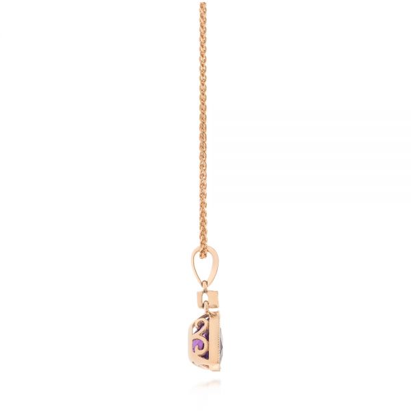 18k Rose Gold 18k Rose Gold Amethyst And Diamond Pendant - Side View -  103733