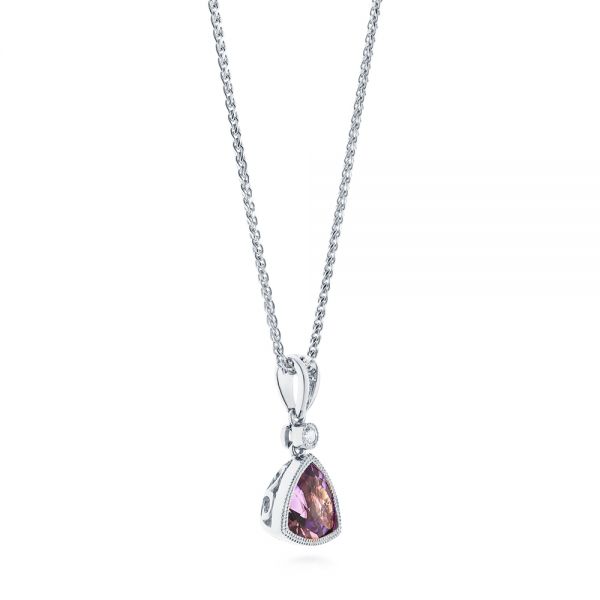  Platinum Platinum Amethyst And Diamond Pendant - Front View -  103733