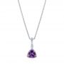 18k White Gold 18k White Gold Amethyst And Diamond Pendant - Three-Quarter View -  103733 - Thumbnail