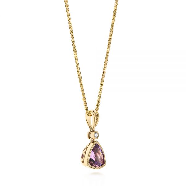 14k Yellow Gold 14k Yellow Gold Amethyst And Diamond Pendant - Front View - 103733