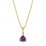 18k Yellow Gold 18k Yellow Gold Amethyst And Diamond Pendant - Three-Quarter View -  103733 - Thumbnail