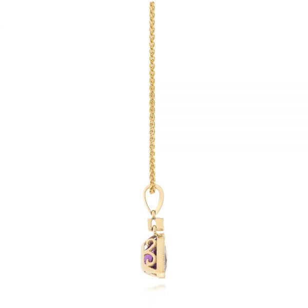 18k Yellow Gold 18k Yellow Gold Amethyst And Diamond Pendant - Side View -  103733