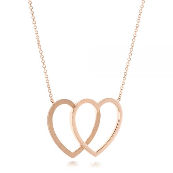 14k Rose Gold Hearts Pendant - Flat View -  102770