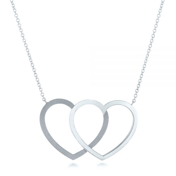 14k White Gold 14k White Gold Hearts Pendant - Three-Quarter View -  102770