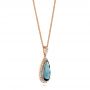 18k Rose Gold 18k Rose Gold London Blue Topaz And Diamond Halo Pendant - Flat View -  103175 - Thumbnail