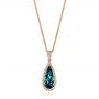 18k Rose Gold London Blue Topaz And Diamond Halo Pendant