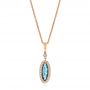 18k Rose Gold 18k Rose Gold London Blue Topaz And Diamond Halo Pendant - Three-Quarter View -  103415 - Thumbnail