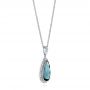 18k White Gold 18k White Gold London Blue Topaz And Diamond Halo Pendant - Flat View -  103175 - Thumbnail