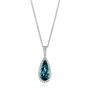 14k White Gold London Blue Topaz And Diamond Halo Pendant