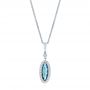 18k White Gold 18k White Gold London Blue Topaz And Diamond Halo Pendant - Three-Quarter View -  103415 - Thumbnail