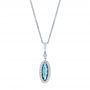 14k White Gold 14k White Gold London Blue Topaz And Diamond Halo Pendant - Three-Quarter View -  103415 - Thumbnail