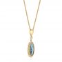 18k Yellow Gold 18k Yellow Gold London Blue Topaz And Diamond Halo Pendant - Flat View -  103415 - Thumbnail