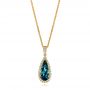 14k Yellow Gold London Blue Topaz And Diamond Halo Pendant