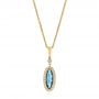 14k Yellow Gold 14k Yellow Gold London Blue Topaz And Diamond Halo Pendant - Three-Quarter View -  103415 - Thumbnail