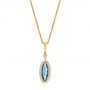 14k Yellow Gold 14k Yellow Gold London Blue Topaz And Diamond Halo Pendant - Three-Quarter View -  103415 - Thumbnail