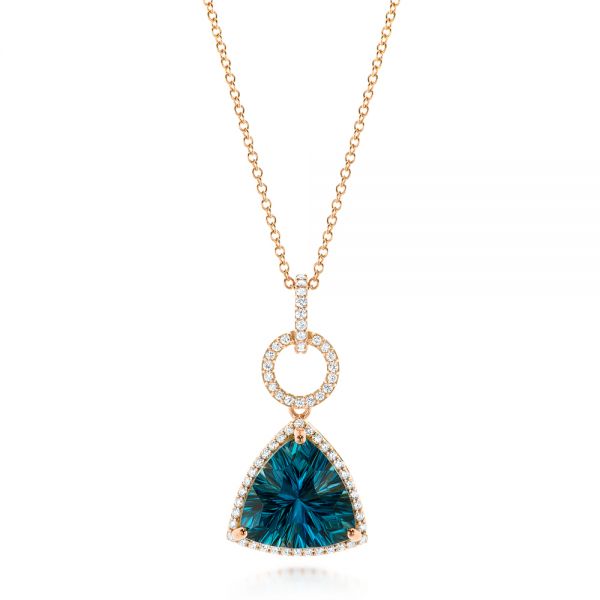 Rose Gold London Blue Topaz and Diamond Pendant - Image