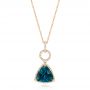 14k Rose Gold London Blue Topaz And Diamond Pendant - Three-Quarter View -  103616 - Thumbnail
