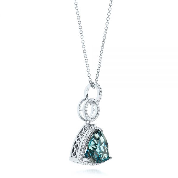 Platinum Platinum London Blue Topaz And Diamond Pendant - Flat View - 103616