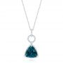 14k White Gold 14k White Gold London Blue Topaz And Diamond Pendant - Three-Quarter View -  103616 - Thumbnail