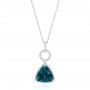 18k White Gold 18k White Gold London Blue Topaz And Diamond Pendant - Three-Quarter View -  103616 - Thumbnail