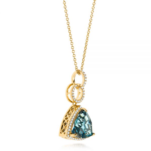 18k Yellow Gold 18k Yellow Gold London Blue Topaz And Diamond Pendant - Flat View - 103616