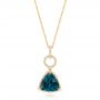 18k Yellow Gold 18k Yellow Gold London Blue Topaz And Diamond Pendant - Three-Quarter View -  103616 - Thumbnail