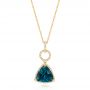 18k Yellow Gold 18k Yellow Gold London Blue Topaz And Diamond Pendant - Three-Quarter View -  103616 - Thumbnail