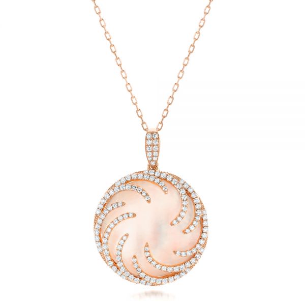 14k Rose Gold Diamond Luna Fire Pendant - Three-Quarter View -  102492