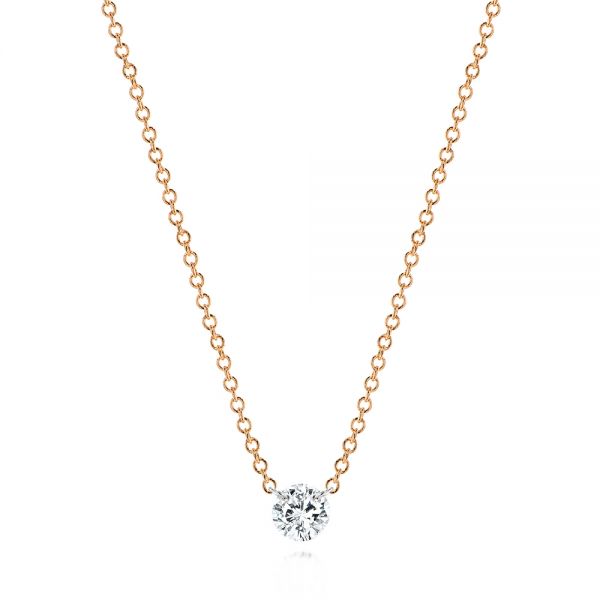 14k Rose Gold 14k Rose Gold Round Diamond Necklace - Three-Quarter View -  106694