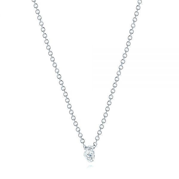 14k White Gold 14k White Gold Round Diamond Necklace - Flat View - 106694