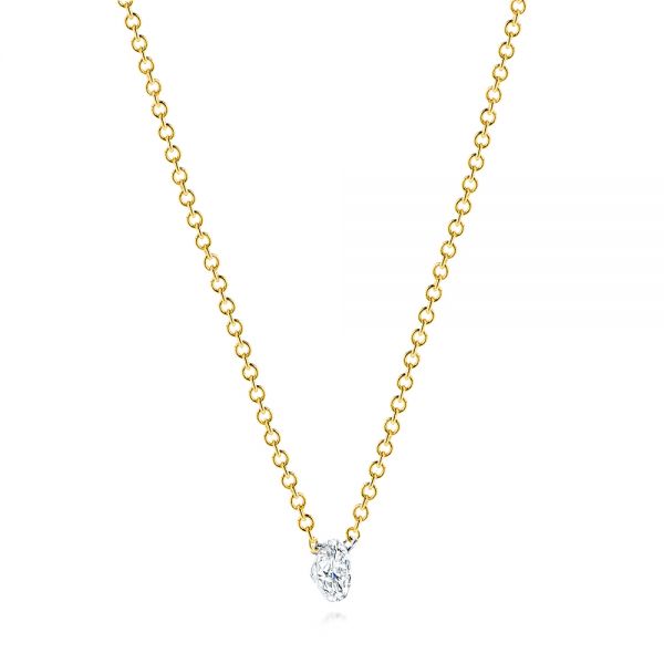 14k Yellow Gold 14k Yellow Gold Round Diamond Necklace - Flat View -  106694