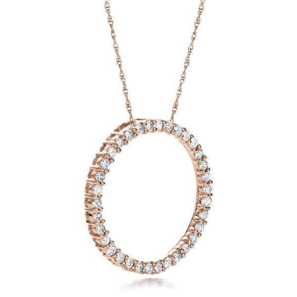 18k Rose Gold 18k Rose Gold Round Diamond Pendant - Flat View -  100301