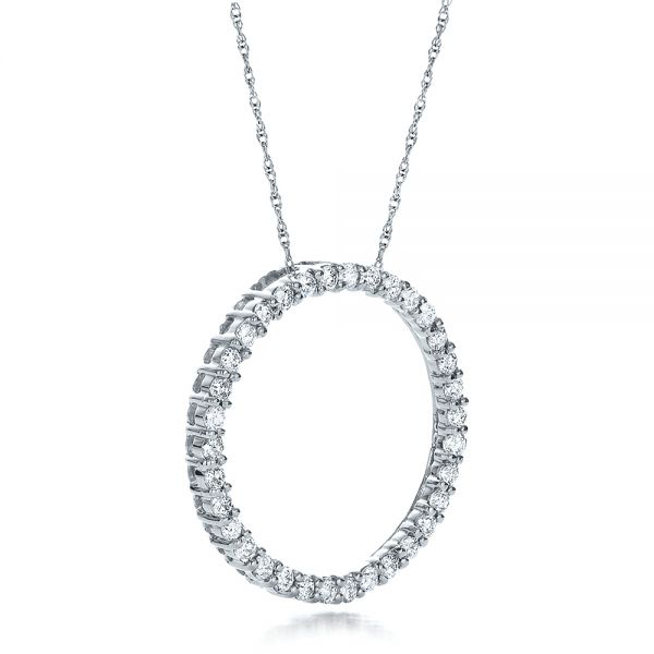 18k White Gold 18k White Gold Round Diamond Pendant - Flat View -  100301