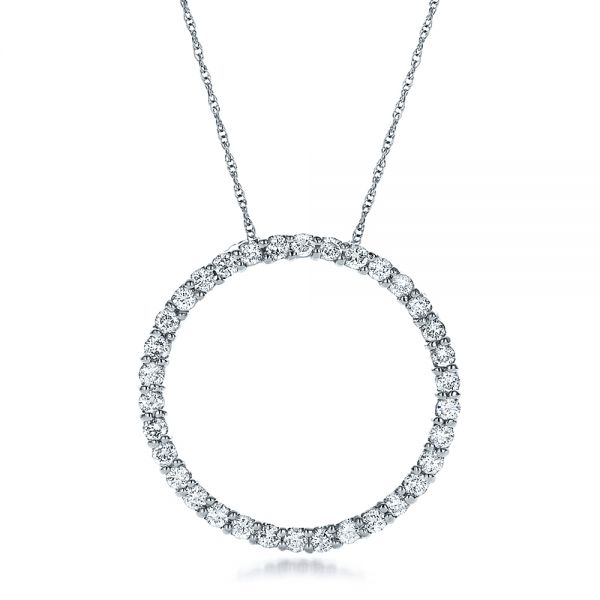 18k White Gold 18k White Gold Round Diamond Pendant - Three-Quarter View -  100301