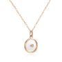 14k Rose Gold 14k Rose Gold Round Sapphire Crystal Disc Diamond Necklace - Flat View -  107989 - Thumbnail