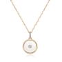 14k Rose Gold 14k Rose Gold Round Sapphire Crystal Disc Diamond Necklace - Three-Quarter View -  107989 - Thumbnail